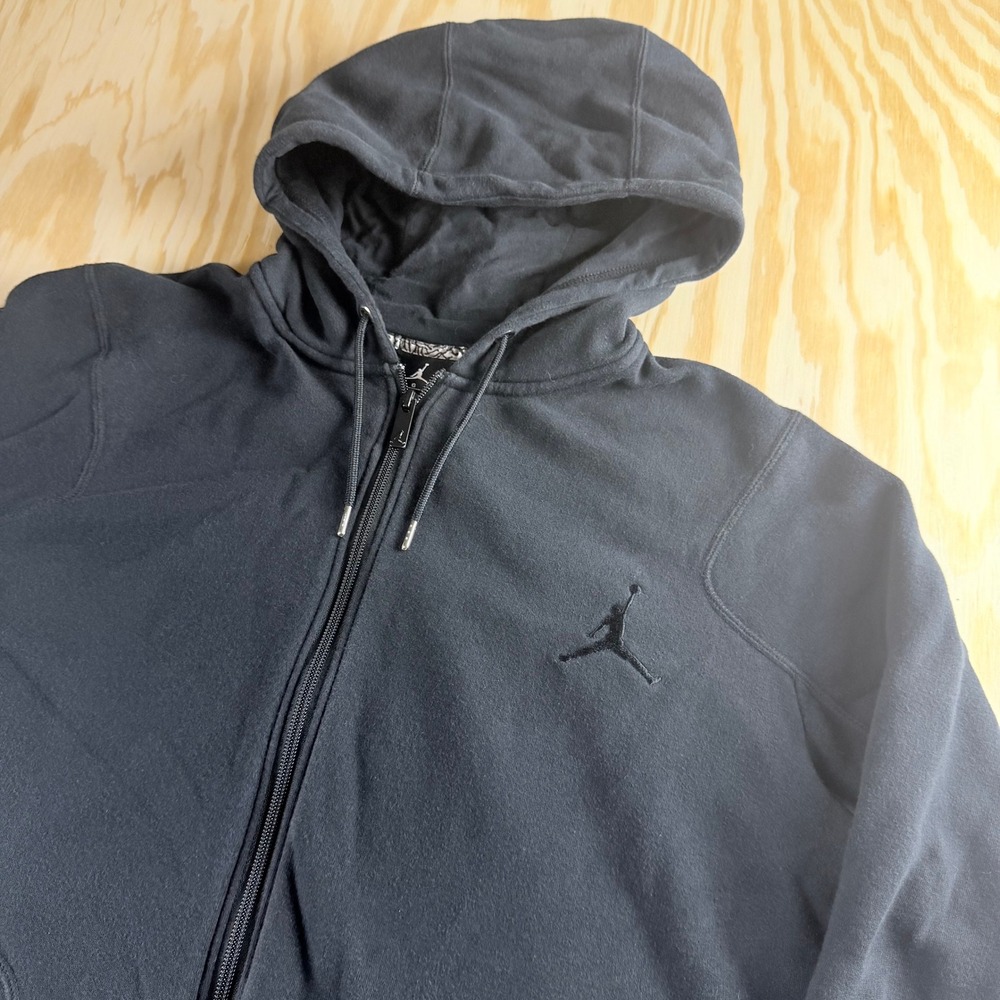 Jordan Mens Full Zip Hoodie‎ Black Jumpman Logo Fleece Sweatshirt Large